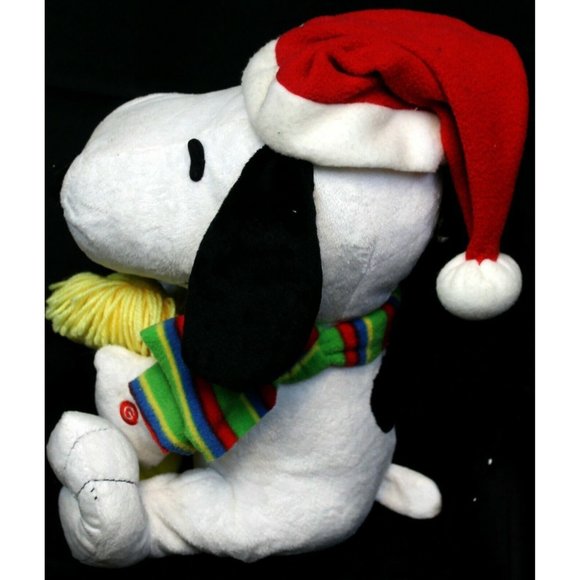 2011 Gemmy Peanuts Snoopy Woodstock Christmas Animated Plush Stuffed Animal 12" - Picture 4 of 12